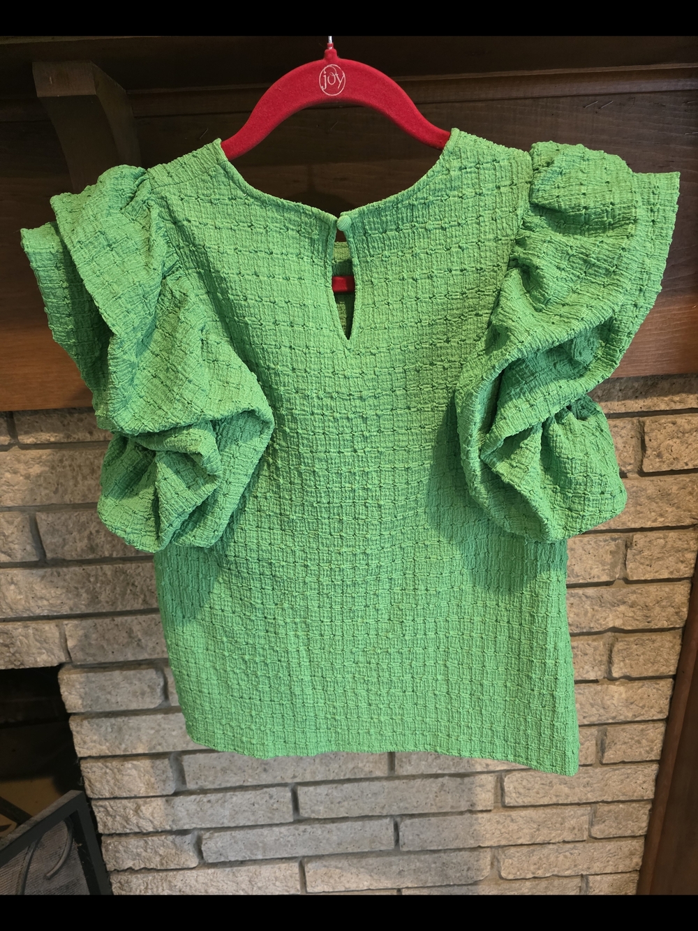THML Kelly Green Ruffle Sleeve Knit Top - Picture 4 of 5
